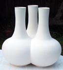 bisqued triple-neck vase