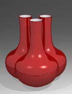 computer image of copper red triple-necked vase