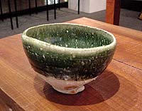 Green chawan by Koie Ryoji