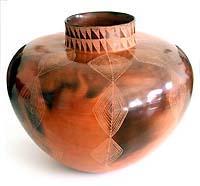 Pit-fired vessel by Clive Sithole